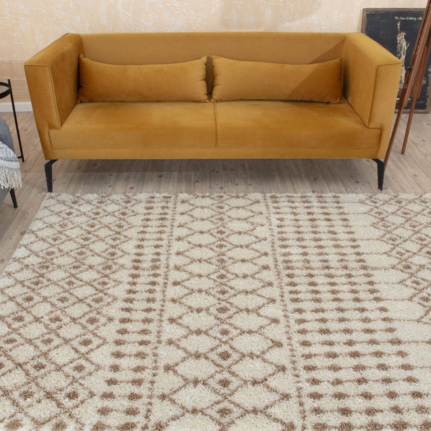 Moroccan Ivory Beige Shaggy Rug | 1030