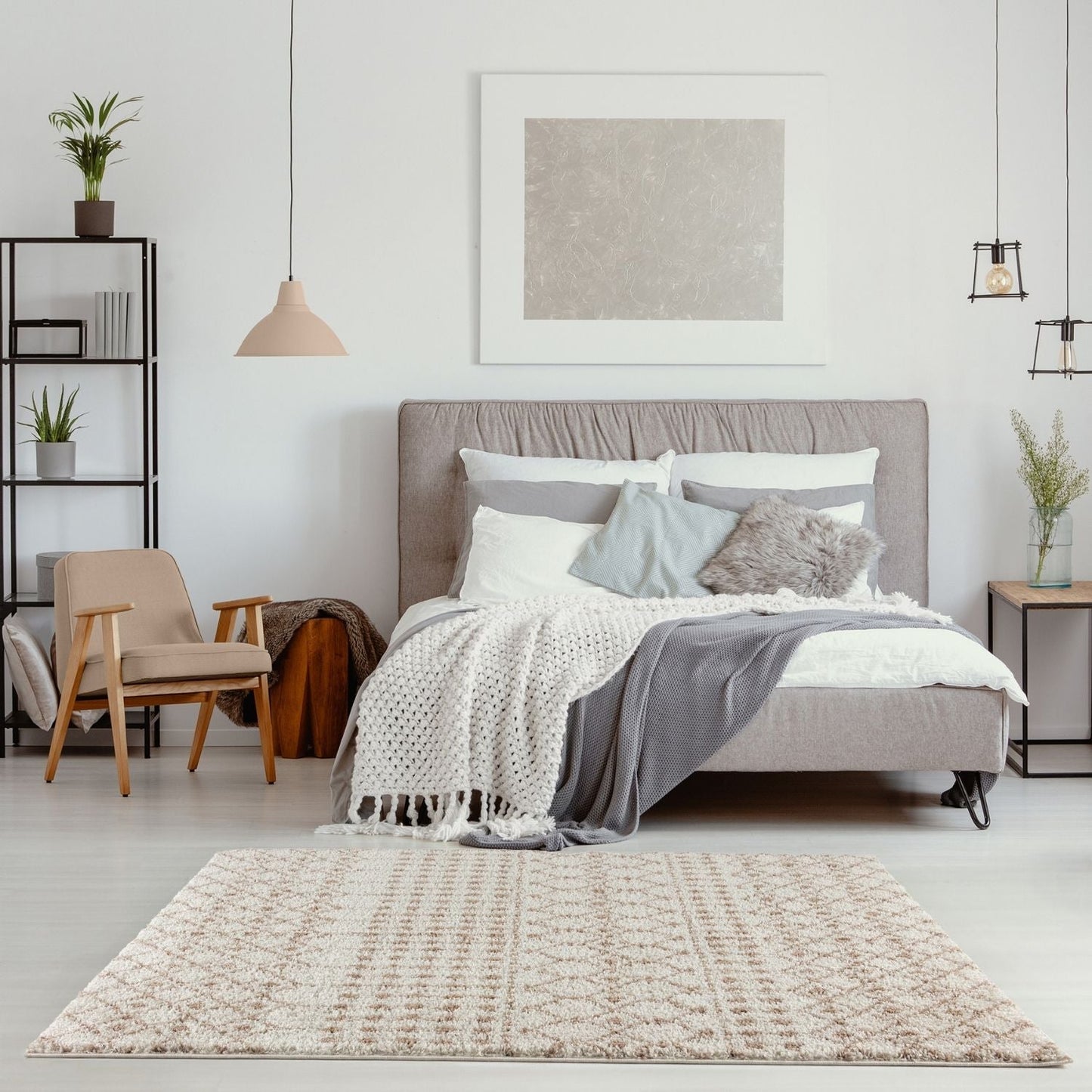 Moroccan Ivory Beige Shaggy Rug | 1030