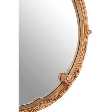 Tina Gold Finish Round Acanthus Leaf Wall Mirror