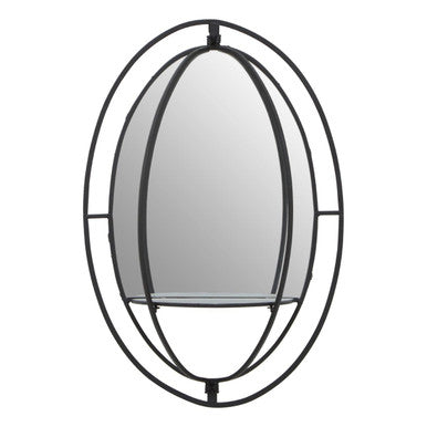 Avento Oval Shelved Black Wall Mirror