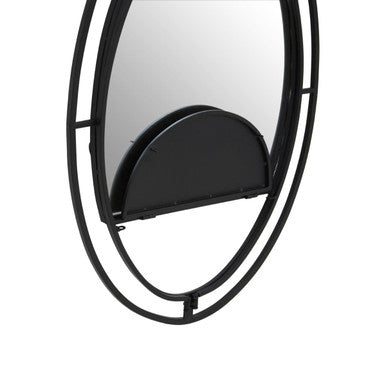 Avento Oval Shelved Black Wall Mirror