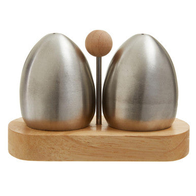 Natural Origins Stainless Steel And Rubberwood Salt Pepper Shakers