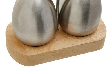 Natural Origins Stainless Steel And Rubberwood Salt Pepper Shakers
