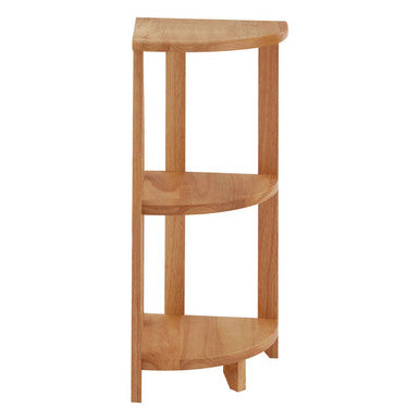 Three Tier Tropical Hevea Wood Corner Shelf Unit