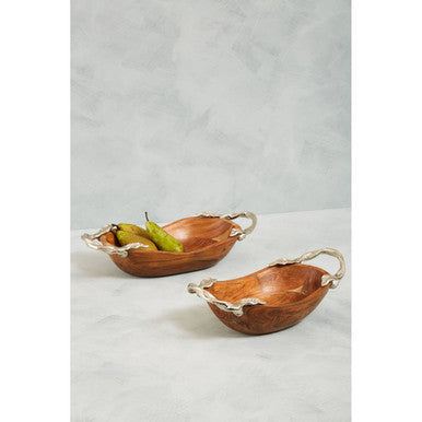 Vine Acacia Wood Small Oval Bowl