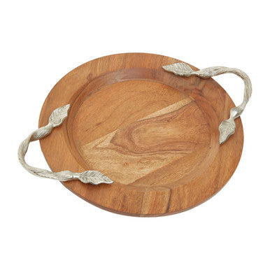 Vine Acacia Wood Small Round Tray