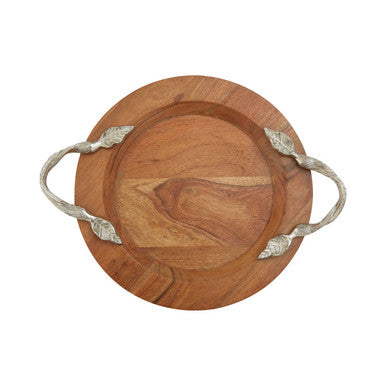 Vine Acacia Wood Small Round Tray