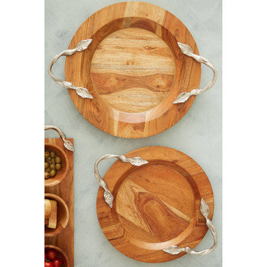 Vine Acacia Wood Small Round Tray