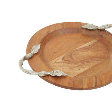 Vine Acacia Wood Small Round Tray