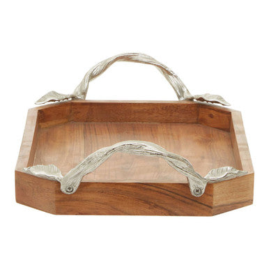 Vine Acacia Wood Small Rectangular Tray
