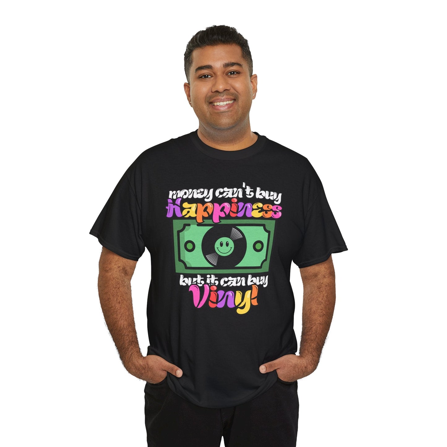 'Money can't buy happiness' Men's Vinyl T-Shirt