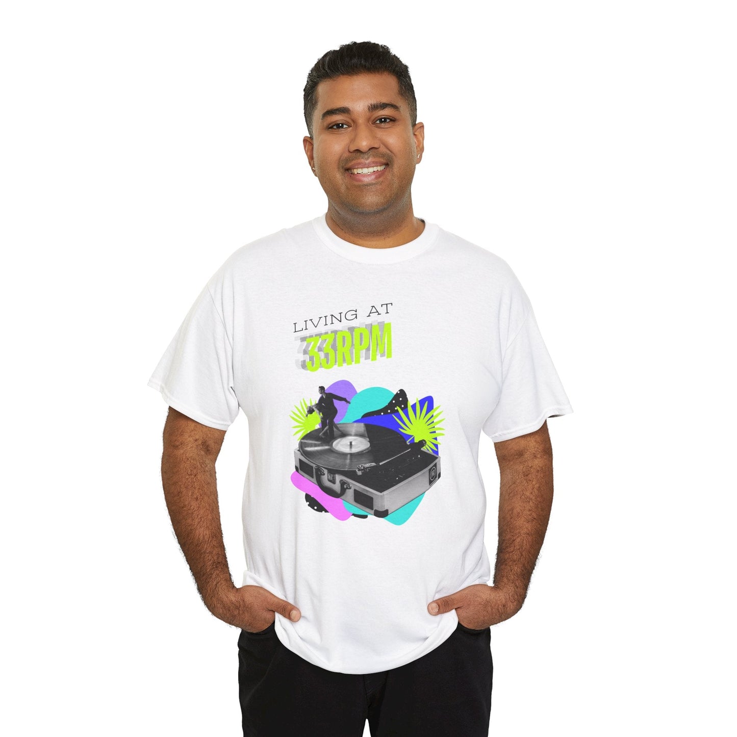 'Living at 33rpm' Flouro Men's T-Shirt