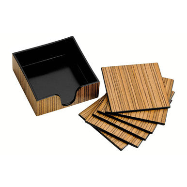 Mareel Set Of 6 Plastic And Wood Veneer Coasters
