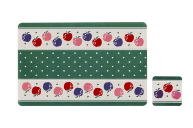 Set Of 4 Candy Apple Placemats And Coasters