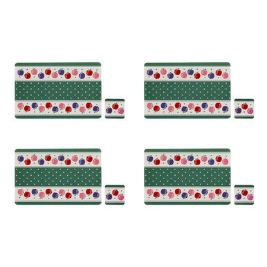 Set Of 4 Candy Apple Placemats And Coasters