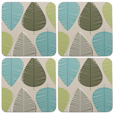 Green Leaves Set Of Four Coasters