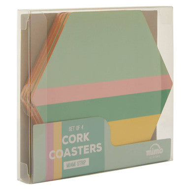 Mimo Set Of 4 Miami Striped Gold Foil Coasters