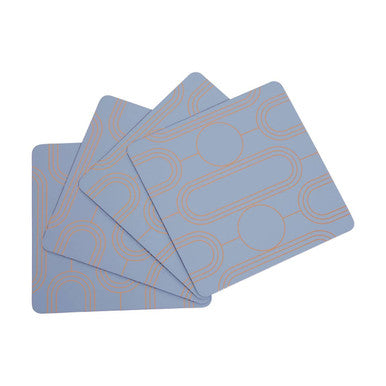 Frosted Deco Set Of 4 Blue Coasters