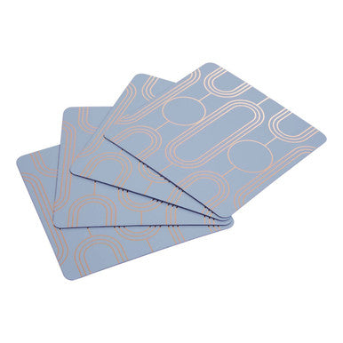 Frosted Deco Set Of 4 Blue Coasters