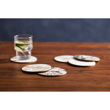 Mimo  6Pc Marble Effect Assorted Cork Coasters