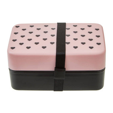 Grub Tub Light Pink Hearts Lunch Box With Cutlery