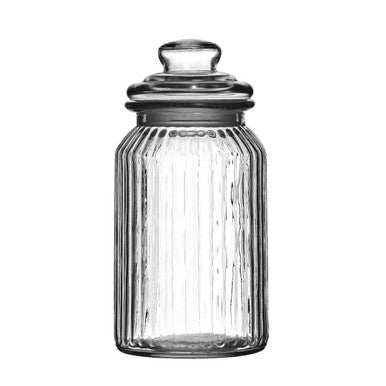 Ribbed Glass Storage Jar  1300Ml