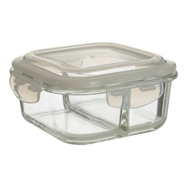 Freska 2 Section Square Glass Container With Lid 800 Ml