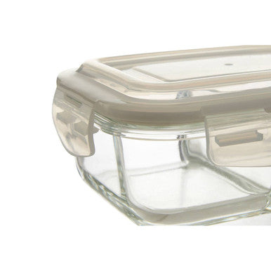 Freska 2 Section Square Glass Container With Lid 800 Ml
