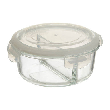 Freska 2 Section Round Glass Container With Lid 950 Ml