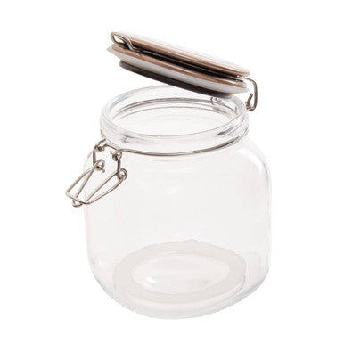 Luca Square 1050Ml Glass Jar With Champagne Lid