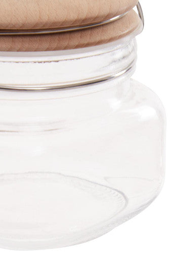 Luca Square 500Ml Glass Jar With Wooden Lid