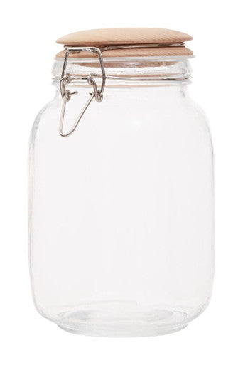 Luca Square 1550Ml Glass Jar With Wooden Lid