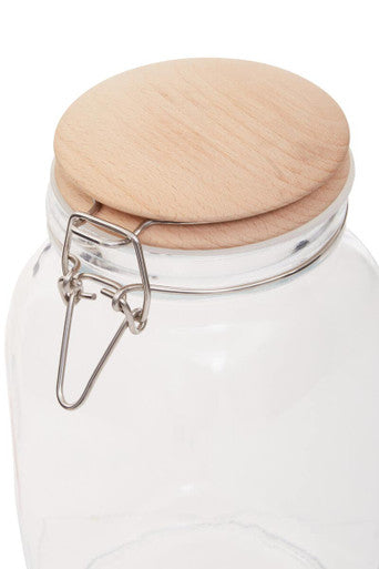 Luca Square 1550Ml Glass Jar With Wooden Lid
