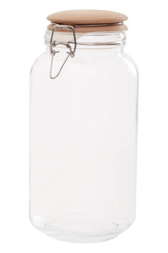 Luca Square 2150Ml Glass Jar With Wooden Lid.