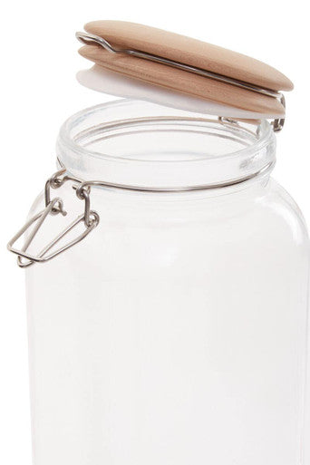 Luca Square 2150Ml Glass Jar With Wooden Lid.