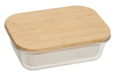 Freska 640Ml Glass Container With Bamboo Lid