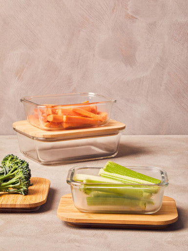 Freska 640Ml Glass Container With Bamboo Lid