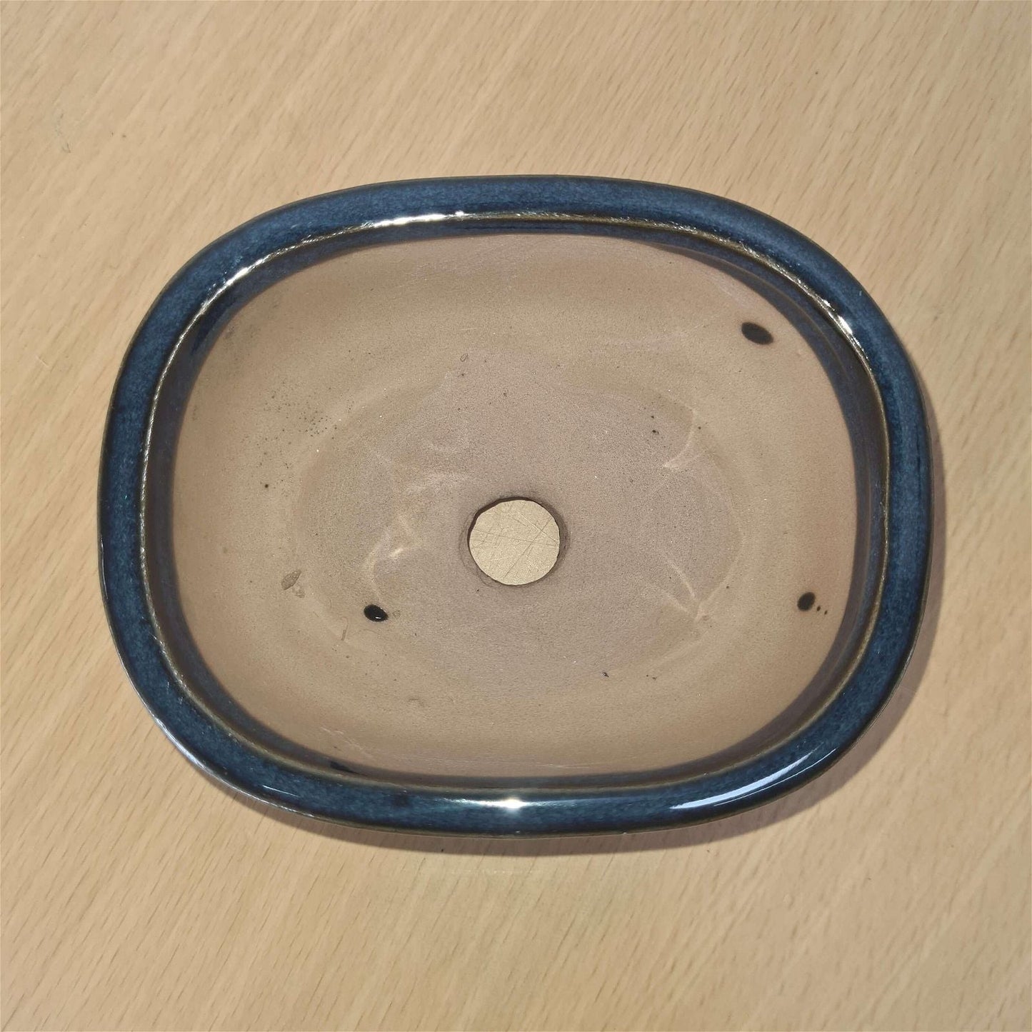 12cm Glazed Bonsai Pot | Oval | 12cm x 10cm x 5cm | Blue