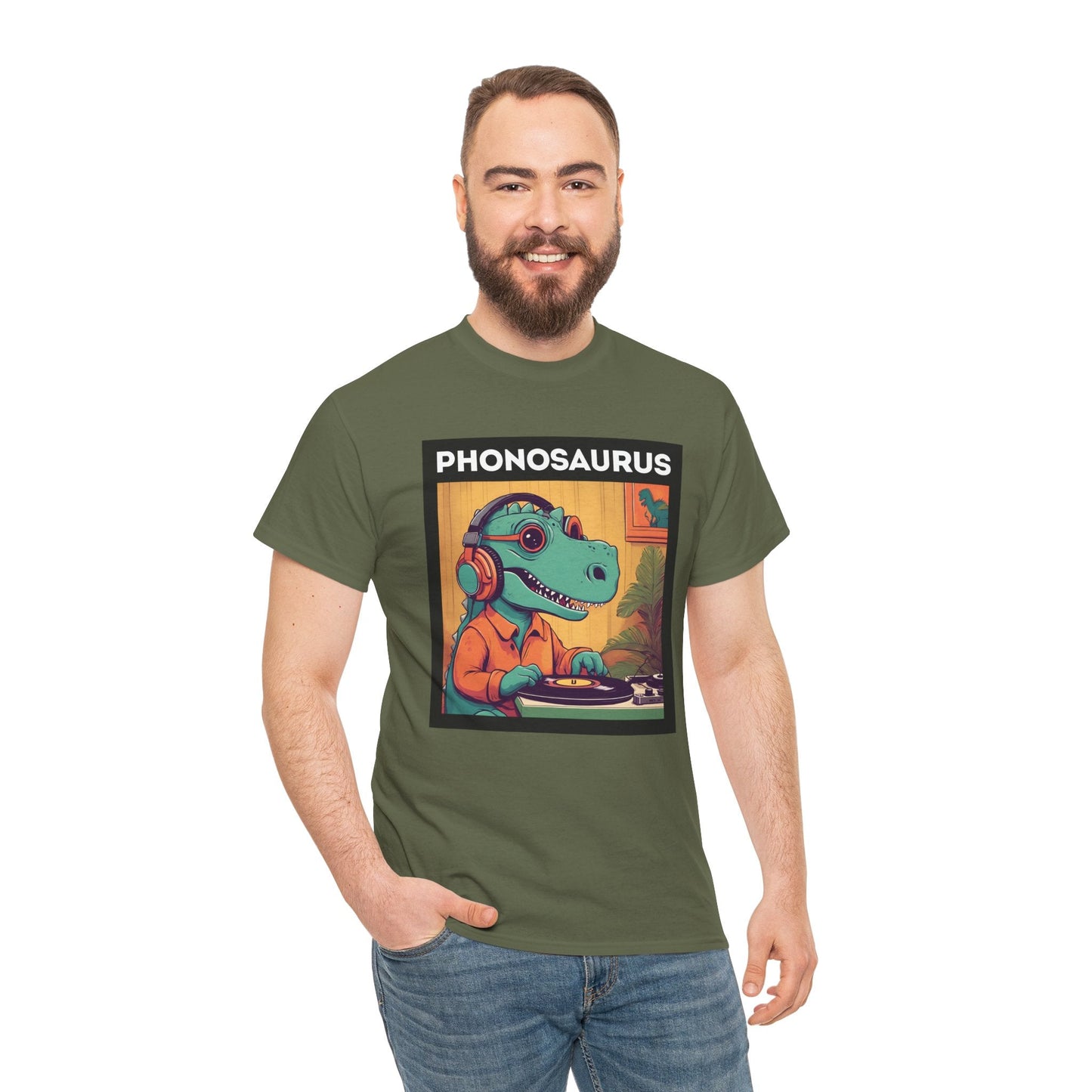 'Phonosaurus' Men's Vinyl T-Shirt