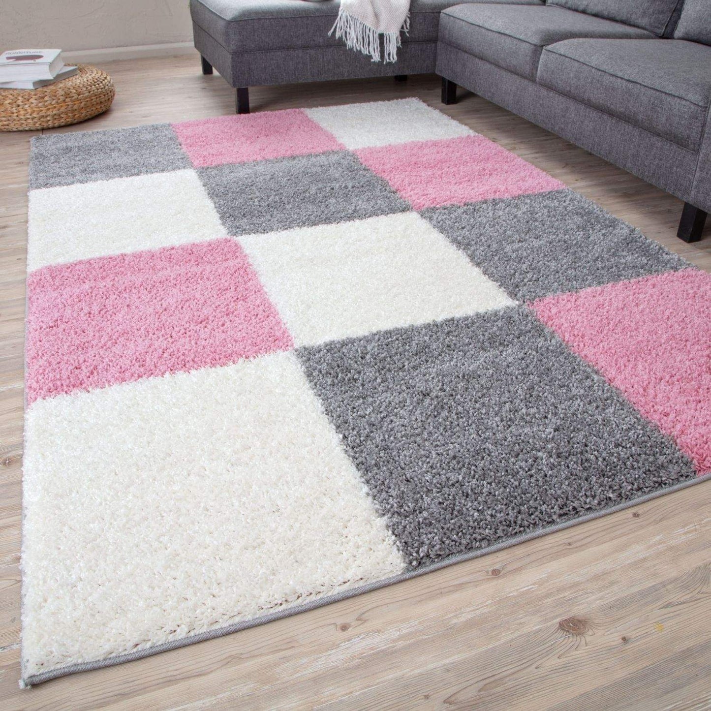Myshaggy Geometric Pink Rug