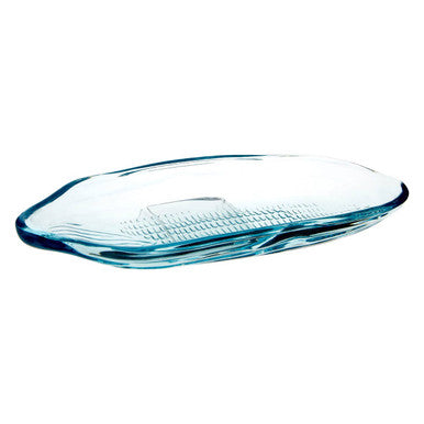 Set Of Two Corn On The Cob Blue Coloured Glass Dishes