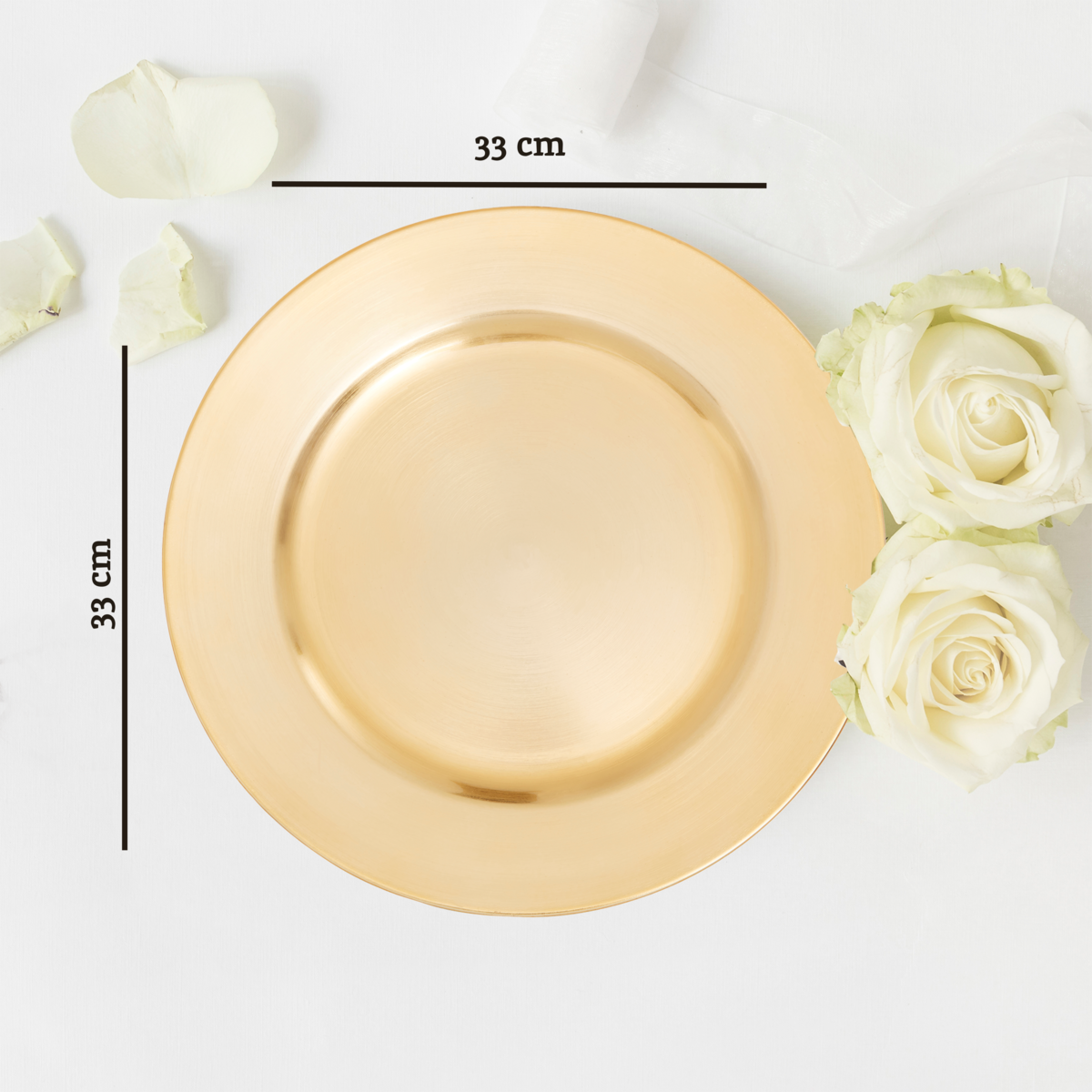 33cm Dia Flat Gold Decorative Charger Plate