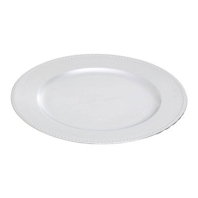 Dia Silver Charger Plate With Dotted Rim