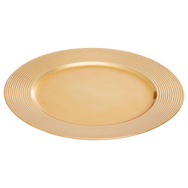 Dia Gold Charger Plate With Ribbed Rim