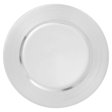 Dia Silver Charger Plate With Ribbed Rim