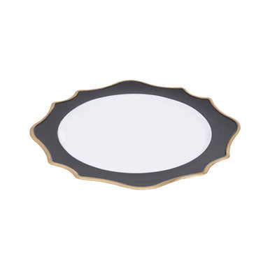 Dia White And Black Round Charger Plate