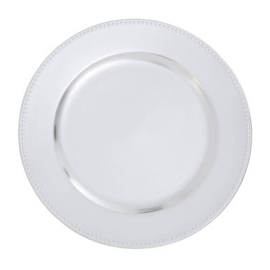 Dia Silver Finish Dotted Charger Plate
