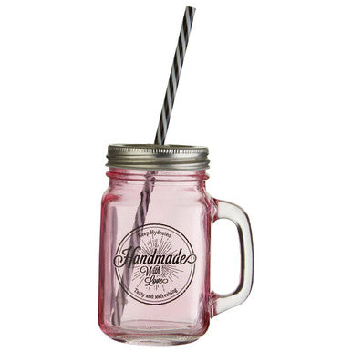 Handmade With Love Square Mason Jar Mug