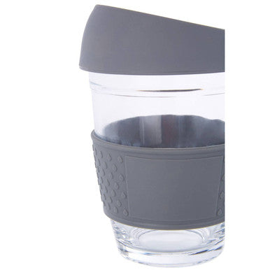 Mimo Glass Mug With Grey Silicone Band Lid