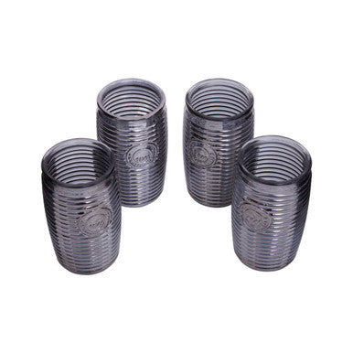 Dayla Set Of Four Grey Ribbed Glass Tumblers